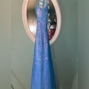 Blue and pink sequin prom dress size one